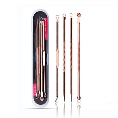Afbeelding van ATOMUS 4 stuks Pimple Popper Kit Spot Remover extractor Tool, roestvrijstalen acne puistje, comedone voor gezichts , neus en huidverzorging met plastic draagtas