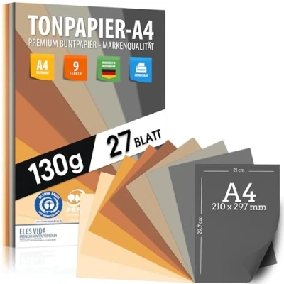 Afbeelding van Kleipapier 27 Vellen printerpapier A4 130g naturel, geel, zon, zand, bruin, oker PREMIUM Onbedrukt voor ansichtkaarten, brieven, presentaties. van 21x29 cm, handwerk, DIY tekenpapier