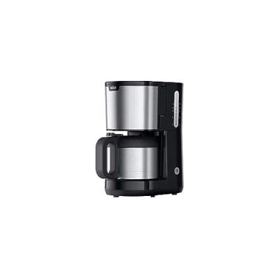 Afbeelding van Braun PurShine KF1505 BK Filterkoffiezetapparaat, 1,2 l roestvrijstalen thermoskan voor maximaal 9 kopjes, OptiBrew systeem, druppelstopfunctie, draaibare filtermand, automatische uitschakeling, 1000