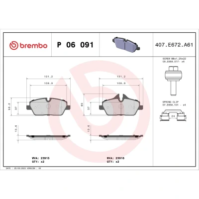 Afbeelding van Brembo Remblokset P 06 091