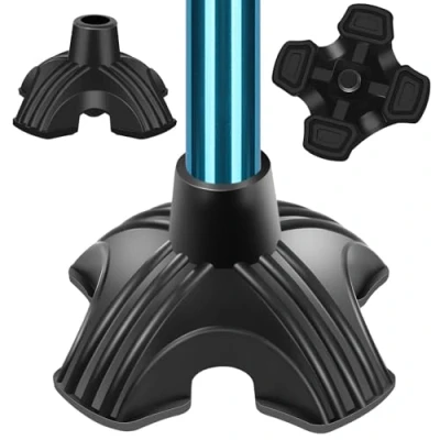 Afbeelding van supregear Riet Tip, Antislip Zelf Staande Quad Ondersteuning Rubberen Riettip Viervoeter Vervanging Tip Cane voor 3/4 inch Diameter Standaard Wandelstokken Opvouwbare Accessoire, Zwart