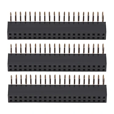 Afbeelding van Akozon Vrouwelijke Pin Header Aansluitingen 3 Stuks Socket Strip Connector Kit 2 x 20 Pins 2,54 mm Pitch Dubbele Rij Rechthoekige voor en PCB Board