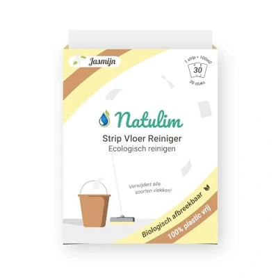 Afbeelding van Natulim Ecologische Tegelreiniger Strips Fragranced Jasmine 30 stuks. Biologisch afbreekbaar kartonverpakking.