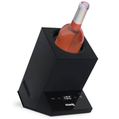 Afbeelding van H.Koenig Wijnkoeler LVX26, witte wijn, rode roze, champagne, tot 9 cm diameter, instelbare temperatuur van 5 18 celsius, digitale controle, vermogen: 72 W