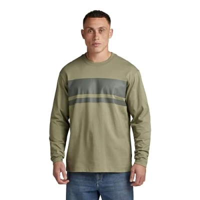 Afbeelding van G STAR Heren Placed Stripe Boxy T shirts, groen (Shamrock D24367 c784 2199), XS