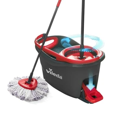 Afbeelding van Vileda Turbo 3in1 Mopset Met Pedaalsysteem Zwart Rood Wit Blauw