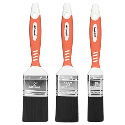 Afbeelding van Penseel, lakkwast, platte kwast, 3 stuks kwasten, kwastenset 25,4 mm, 38,1 50,8 mm
