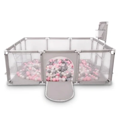 Afbeelding van Selonis Grote Speeltuin Met Plastic Ballen Babybox, Grijs:Parel/Grijs/Transparant/Poederroze,200