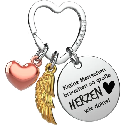 Afbeelding van FABACH Beste Educatieve Sleutelhanger Beschermengel Geluksbrenger met Hart en Gravure Afscheid Leraar Cadeaus Kleuterschool Dank U Wel Engel Cadeau