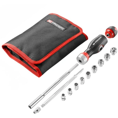 Afbeelding van Facom Protwist bitschroevendraaier met ratel en t handvat inclusief 1/4&quot; doppenset ATCL.3.12PB