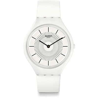 Afbeelding van Swatch Unisex Digitaal Quartz Horloge met Siliconen Band SVOW100, Wit, Armband