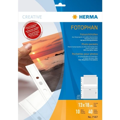 Afbeelding van Herma Fotophan zichtmappen 13x18 cm liggend wit 10 hoesjes