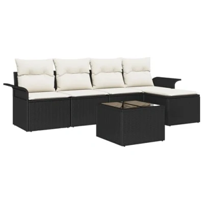 Afbeelding van vidaXL 5 delige Tuin Sofa Set met Kussens Bruin Poly Rattan