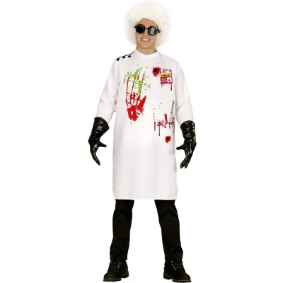 Afbeelding van Widmann Monster &amp; Griezel Kostuum Maffe Wetenschapper Dr Wacko Wit / Beige Large Halloween Verkleedkleding