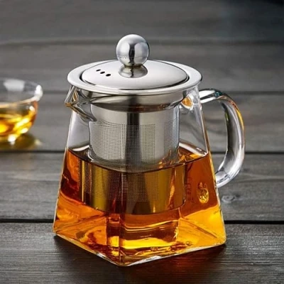 Afbeelding van Glazen theepot met infuser 750 ML, borosilicaat roestvrijstalen zeef en deksel, voor losse thee, clear thepotten hittebestendige