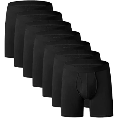 Afbeelding van YOULEHE Boxershorts voor heren, zacht bamboe ondergoed, ademende multipack, U018 (7 Pack Zwart Lange Benen), S