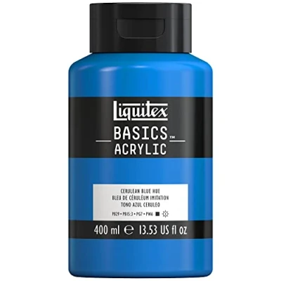 Afbeelding van Liquitex Basics 8870326 Monopigmenteerde acrylverf, kunstenaarspigmenten, lichtecht, gemiddelde viscositeit, archiefkwaliteit, zijdeglanzende afwerking, 400ml Cerulean Blue Hue