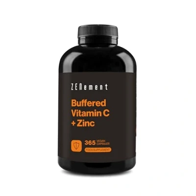 Afbeelding van Vitamina C tamponada + Zinc 365 cápsulas veganas 1000mg 10mg (como bisglicinato) Dosis alta Apoya al sistema inmunitario y la vitalidad pH neutro, suave para el estómago