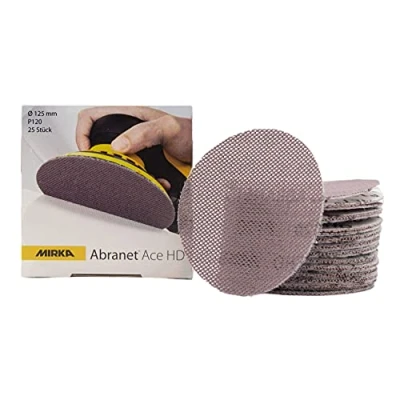 Afbeelding van Mirka Abranet Ace HD netschuurschijven Ø 125mm klittenband / korrel P120 25 stuks Voor excenterschuurmachines het schuren van harde oppervlakken, hout, plamuur, lak