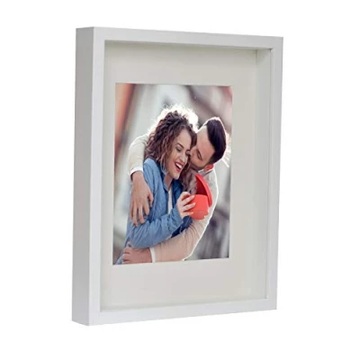 Afbeelding van BD ART 28 x 35 cm Box 3D objectlijst fotolijst met passe partout 20 25 cm, wit, rechthoekig, om te vullen, dieper voor objecten, foto&#039;s, souvenirs 3 wanddecoratie