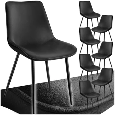 Afbeelding van tectake Set van 8 eetkamerstoelen Monroe Fluweellook Zwart 404938