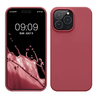 Afbeelding van kwmobile telefoonhoesje geschikt voor Apple iPhone 14 Pro Max Hoesje met siliconen coating Smartphone case in donkerroze