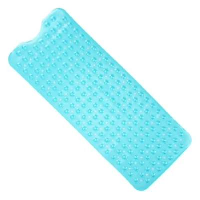 Afbeelding van ANSIO® Lange badmat, pvc, antislip, antischimmel, douchemat met afvoergaten en zuignappen, machinewasbaar, 102 x 40 cm, groenblauw