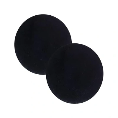 Afbeelding van Hoogwaardig imitatiebont vloerkleed fluffy woonkamer hoogpolig lamsvel schapenvacht accessoire decoratief set van 2 zwart rond Ø 35 cm