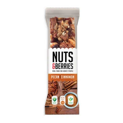 Afbeelding van Nuts &amp; Berries Bar Pecan Cinnamon Bio 15 x 30 gram