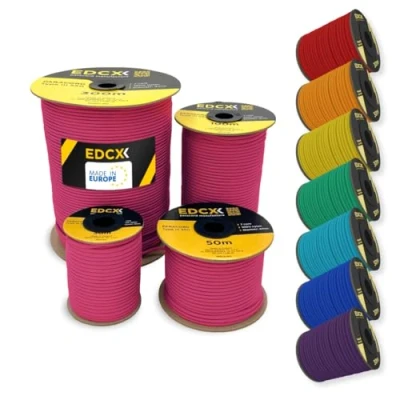 Afbeelding van EDCX 4mm Nylon Paracord 550 30m (100 voet) Type III, 100% Touw, 7 Strand Touw in Effen Kleuren (Sofit Pink, 30 m)