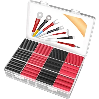 Afbeelding van Pointool Wire krimpkous 280 stuks 3:1 kit draadkrimpfolie elektrisch waterdicht auto marine assortiment met lijm voor draden, zwart en rood