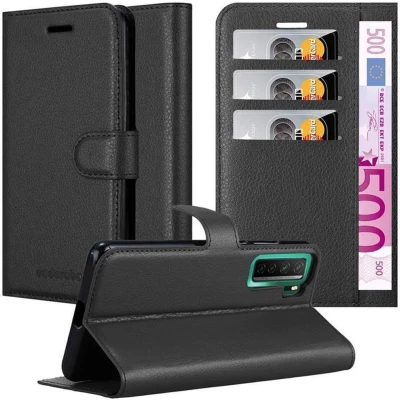 Afbeelding van Cadorabo Hoesje geschikt voor Huawei NOVA 7 SE in PHANTOM ZWART Beschermhoes met magnetische sluiting, standfunctie en kaartvakje Book Case Cover Etui