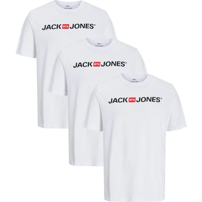 Afbeelding van Jack &amp; Jones 3 PACK Tshirt print, Heren, Maat: Large, Weiß