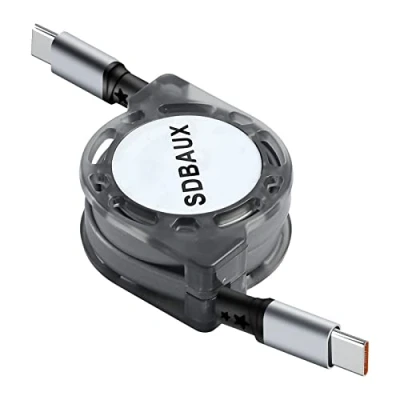 Afbeelding van SDBAUX 60W/1M intrekbare USB C naar kabel Type oplaadkabel snellaaddatakabel voor tablets Samsung Galaxy S21 S20 S10 S9 LG G8 Google Pixel Moto PS5