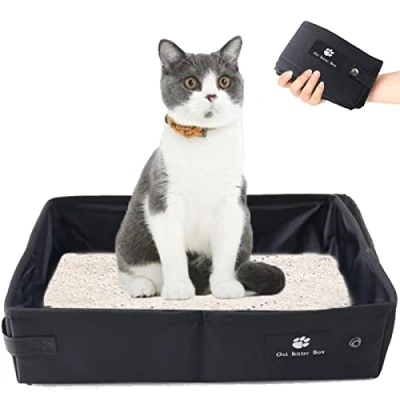 Afbeelding van Opvouwbare kattenbak, draagbare kitten voor op reis, waterdicht, eenvoudig te reinigen, nuttig huisdieren, kattentoilet, gebruiken reizen, outdoor, camping, thuisgebruik, 45 x 35