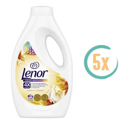 Afbeelding van 5x Lenor Wasmiddel Vloeibaar Kleur Orchidee &amp; Vanille 950ml / 19 wasbeurten