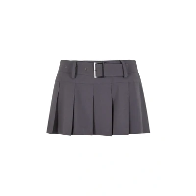 Afbeelding van Urban Classics Damesrok, geplooide rok, plooirok met geïntegreerde riem, mini regular fit, grijs (dark stone), L