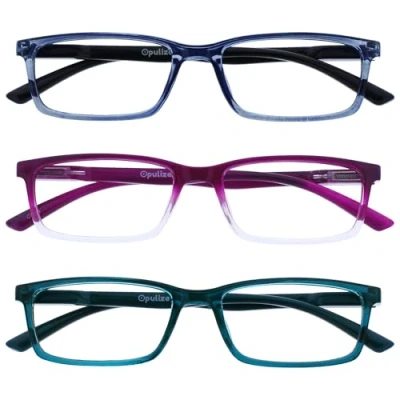 Afbeelding van Opulize See 3 Stuks Blauw Licht Blokkeert Leesbril Purper Turkoois Computer Ontspiegeld Unisex BBB9 35Q +3,50
