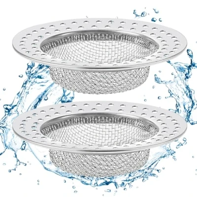 Afbeelding van Diboniur 2 stuks filters voor gootsteen, afvoerzeef van roestvrij staal, 7,8 cm, douche, badkuip, wastafel