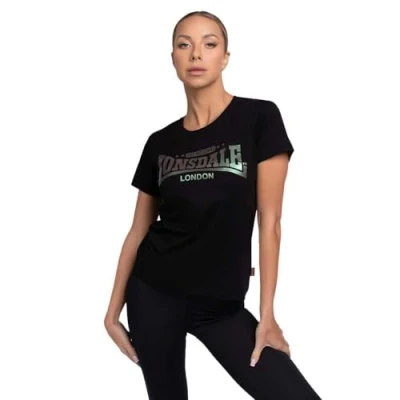 Afbeelding van Lonsdale Harray Tshirt print, Dames, Maat: XL, Black rainbow
