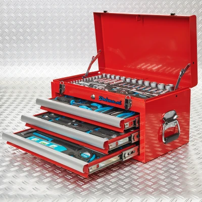 Afbeelding van Datona Gereedschapskist Drie Lades 4 Gevuld Rood (53 x 29 28 cm)