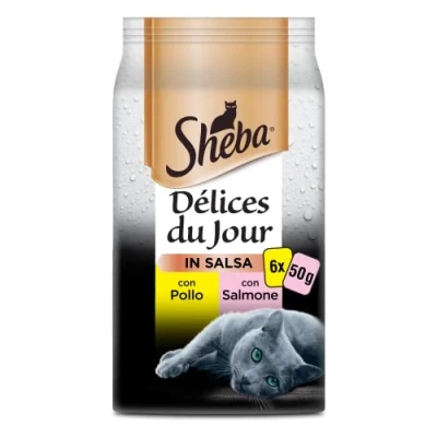 Afbeelding van Sheba Natvoer voor katten met kip, zalm, kalkoen in saus 6x50g