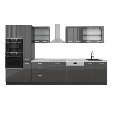 Afbeelding van Vicco Keuken R Line, Antraciet hoogglans/antraciet, 350 cm , WB Marmer
