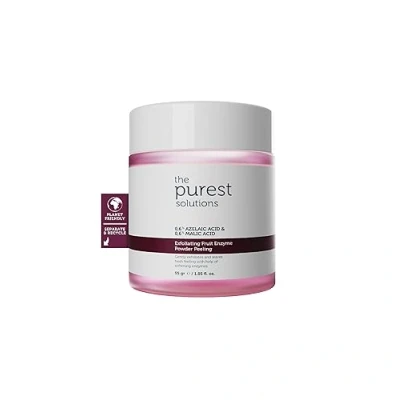 Afbeelding van The Purest Solutions Fruit Enzyme Powder Exfoliator &amp; Peeling (0,6% azelaïnezuur en 0,6% appelzuur) stimuleert de regeneratiecyclus richt zich op een stralende huid Veganistisch Wreedheidvrij