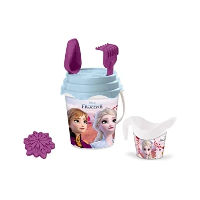 Afbeelding van Mondo Toys 28194 Bucket Set + Water CAN FROZEN Zandemmerset Ø 17 cm met gieter 6 delige strandspeelgoedset voor kinderen vanaf 3 jaar, strandset