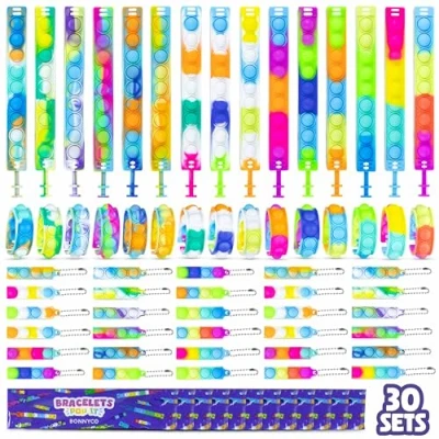 Afbeelding van Armbanden en sleutelhangers Pop It Feestzakvullers voor Kinderen Unisex 30 Pack BONNYCO Kinderen, Fidget speelgoed Kinderfeestgunsten, Voorgevulde Feestzakjes