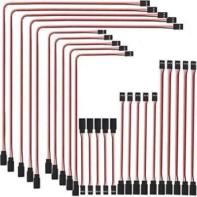 Afbeelding van RUNCCI YUN 25 stuks RC servo verlengkabel, JR servokabel, 3 pins kabel, stekkerverlenging, 5 maten (10 cm, 15 30 50 cm en 60 cm)