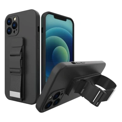 Afbeelding van Touwkoffer gelkoffer met sleutelkoord ketting handtas Xiaomi Redmi 9 zwart
