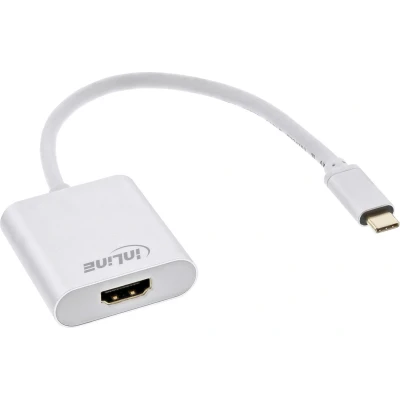 Afbeelding van InLine USB Type C naar HDMI (HDMI, 20 cm), Data + Video Adapter, Zilver