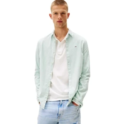 Afbeelding van TOMMY JEANS Heren TJM Slim Stretch Oxford Shirt DM0DM09594, Groen, XXL, Groen (Cloudy Jade), XXL